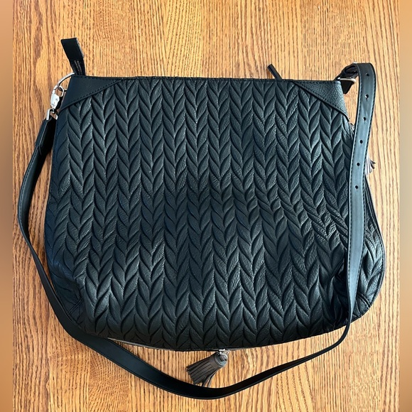 Stella & Dot Handbags - Stella & Dot Black Leather Tassel Hobo Or Crossbody Purse